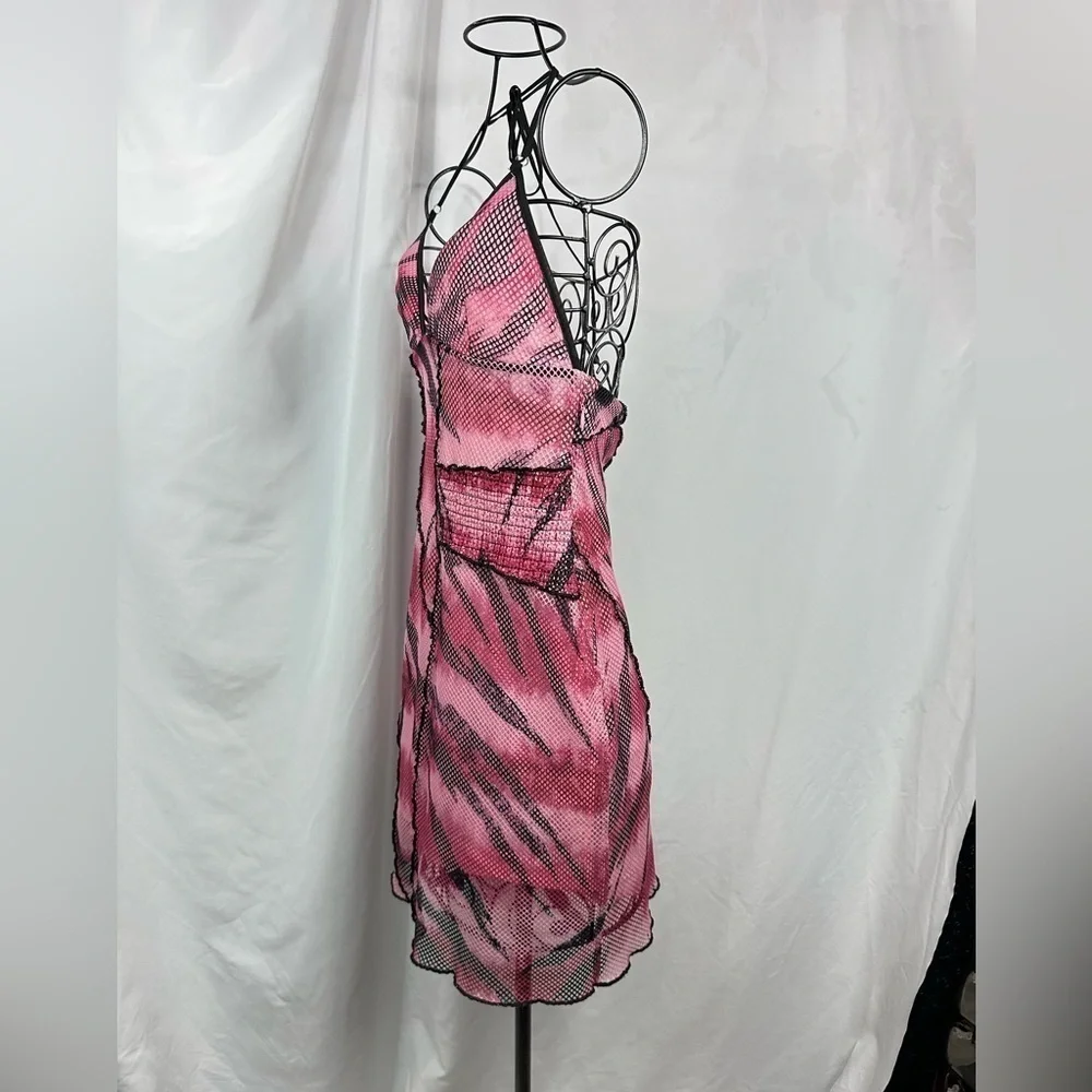 I AM GIA Moss pink mesh mini halter dress size M - Picture 5 of 8
